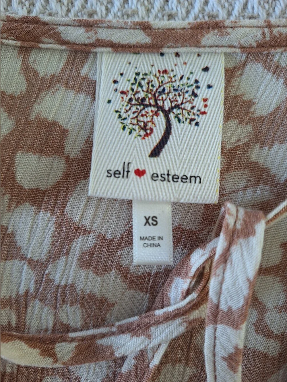 Self Esteem Pink & White Leopard-Print Tie Front Blouse